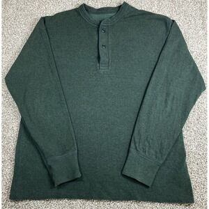 LL Bean Mens River Driver Shirt Forest Green Size Medium Henley Wool Blend